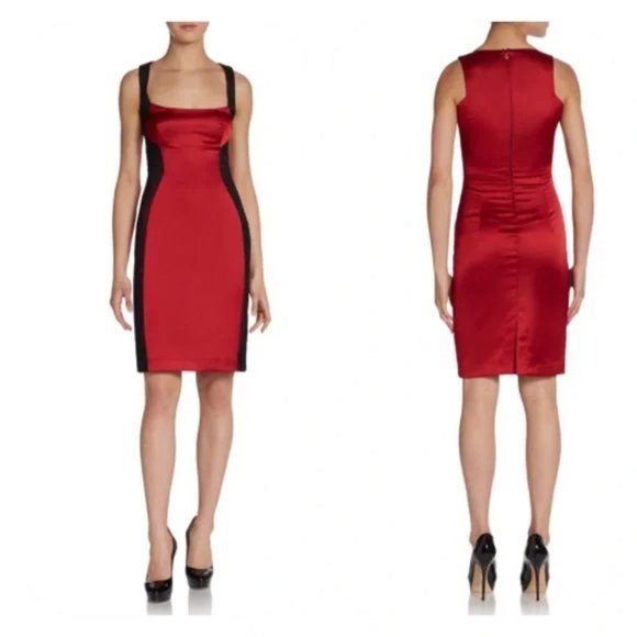 NWT Just Cavalli Red Lace paneled satin dress, IT Sz 44